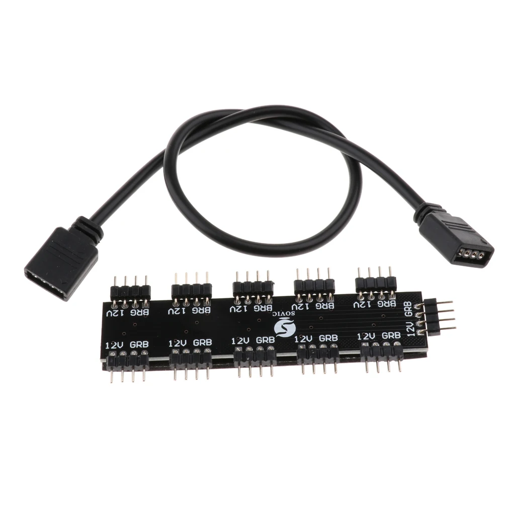 4 Pin 10 RGB концентратор контроллер 12 В материнская плата RGB вентилятор концентратор разветвитель 1-10 контроллер вентилятор для ПК настольный компьютер материнская плата чехол