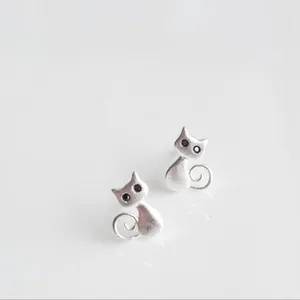 Изысканные серьги с животными из стерлингового серебра 925 пробы, модные женские серьги с милым котом SE41