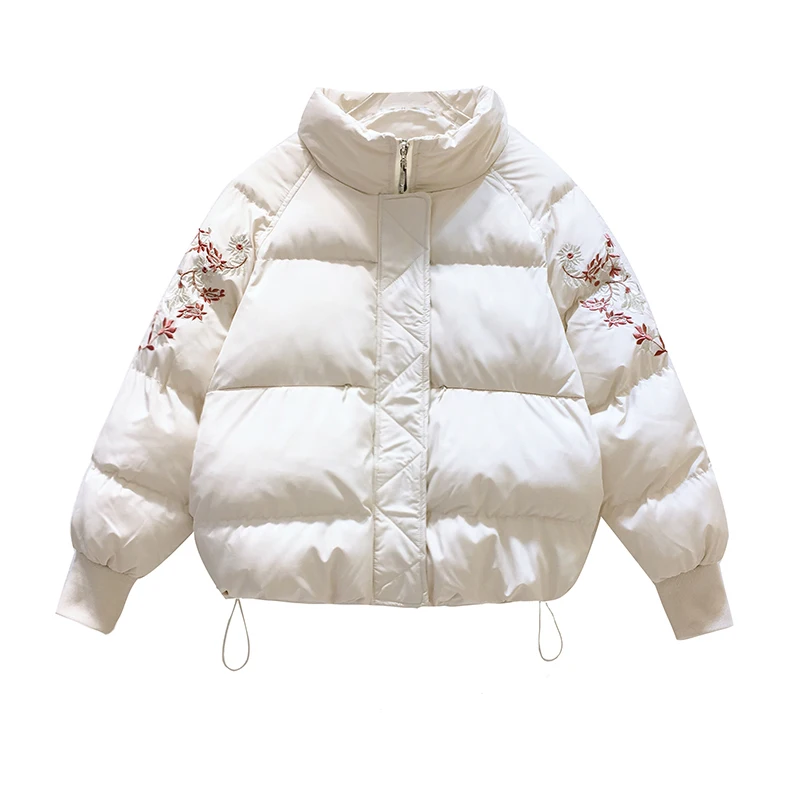 

Short down cotton jacket for women in winter 2020 new Korean version embroidered flower collar cotton jacket