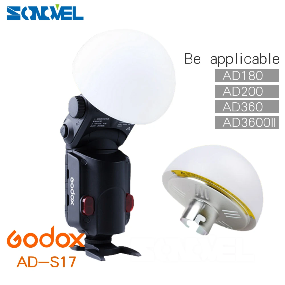Godox-difusor de sombra de enfoque suave, AD-S17 DE ÁNGULO AMPLIO de 180 grados para Flash Speedlite, AD200, AD180, AD360, AD360II