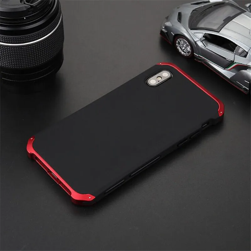 R-JUST Luxury Armor Metal Aluminum+PC Heavy Duty Phone Protect Funda Coque Cover For iPhone X XS MAX 8 6 6S 7 Plus 5S SE XR Case |