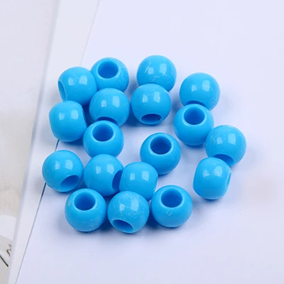 blue 10 мм акриловые с большими отверстиями, кулоны А-круглый яркие бусины для изготовления ювелирных изделий кольца для волос DIY аксессуары детские игрушки 110 шт./пакет - Цвет: blue