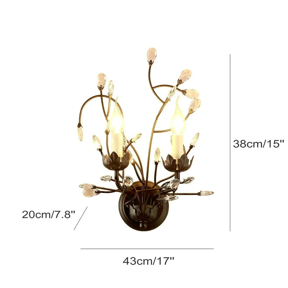 Винтажный настенный светильник с кристаллами Sretro металлический для дома