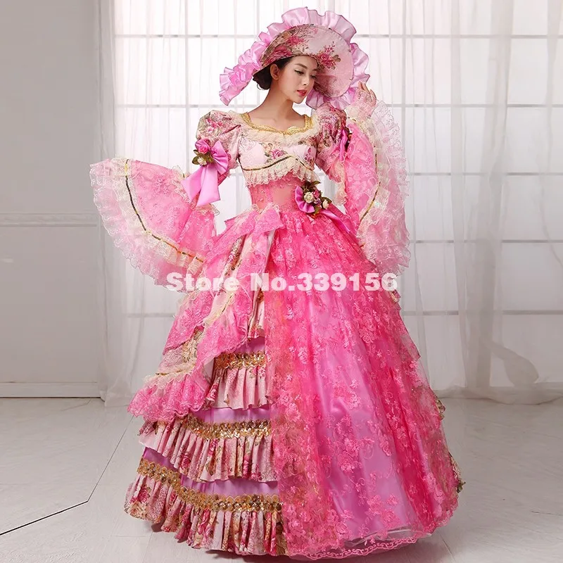 Высококачественный розовый королевский корт Рококо Мария Антуанетта Платье для