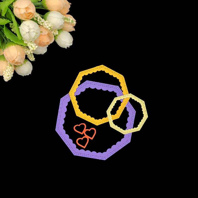 Julyarts 4 шт. DIY шестигранный спиральный металл режущие штампы в творении большое сердце трафарет для скрапбукинга прошитый