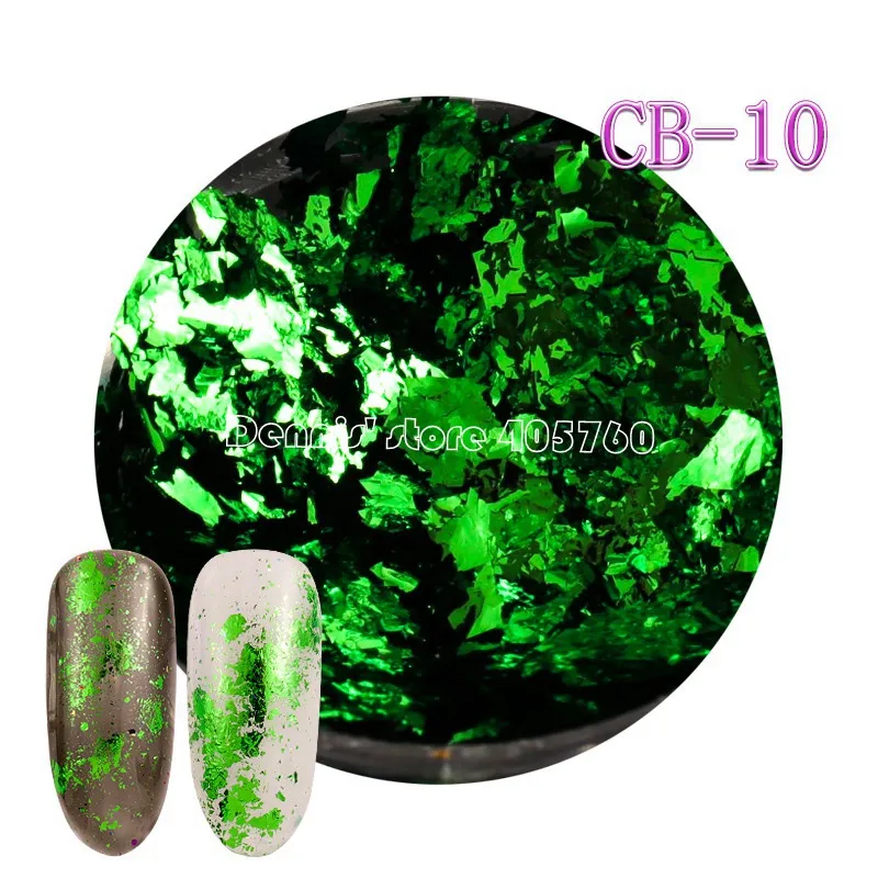 CB10 1 JAR Красочные Алюминий нерегулярные голографический Блеск Фольга косметическая пудра блёстки ногтей зеркало блестки, пайетки маникюр Советы CB - Цвет: CB10