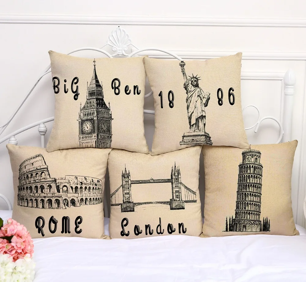 Декоративная Подушка Чехол Винтаж знаменитое здание в римском стиле 17 5 дюймов