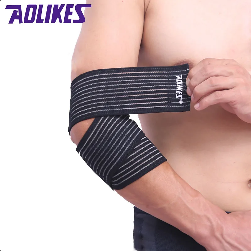 Black Aolikes, 1 шт., защитный пояс для поддержки колена на запястье, эластичный спортивный бандаж, налокотник, длина 70 см - Цвет: Black