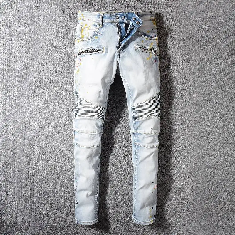 GRAFFITI White Для мужчин деним байкер джинсы для женщин мотоцикл Slim fit граффити джинсы брюки для верховой езды - Цвет: GRAFFITI White