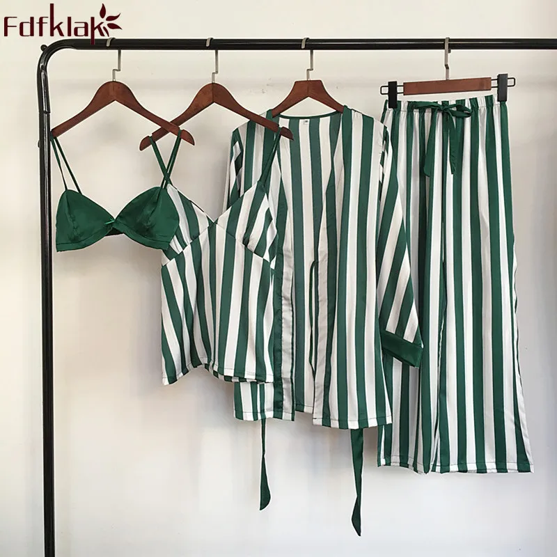 Fdfklak pijama mujer новый сексуальный комплект из 4 предметов Повседневная