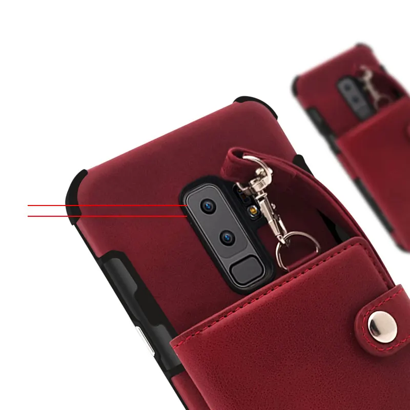 for Samsung Galaxy S9 s9 plus s9plus universal wallet luxury phone case Lanyard Plain Card Pocket Phone Cases s9+ | Мобильные