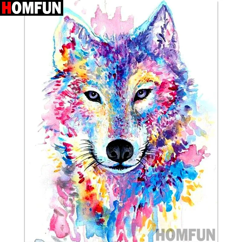 Алмазная 5D картина HOMFUN цветной волк вышивка крестиком сделай сам