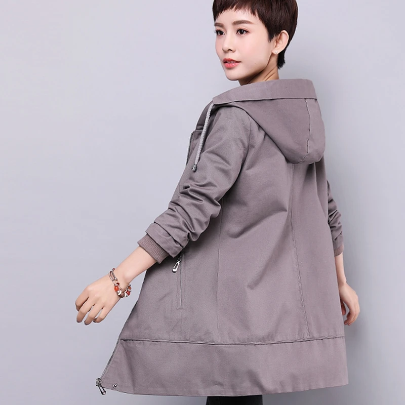 пальто женское весна с капюшоном вышивка плащ для женщин среднего возарста
