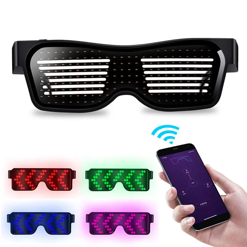 LED Panel Bluetooth Baseball Cap + Sunglass Mobile Phone APP Connection Wireless Dynamic Pattern Flashing Glasses | Спорт и