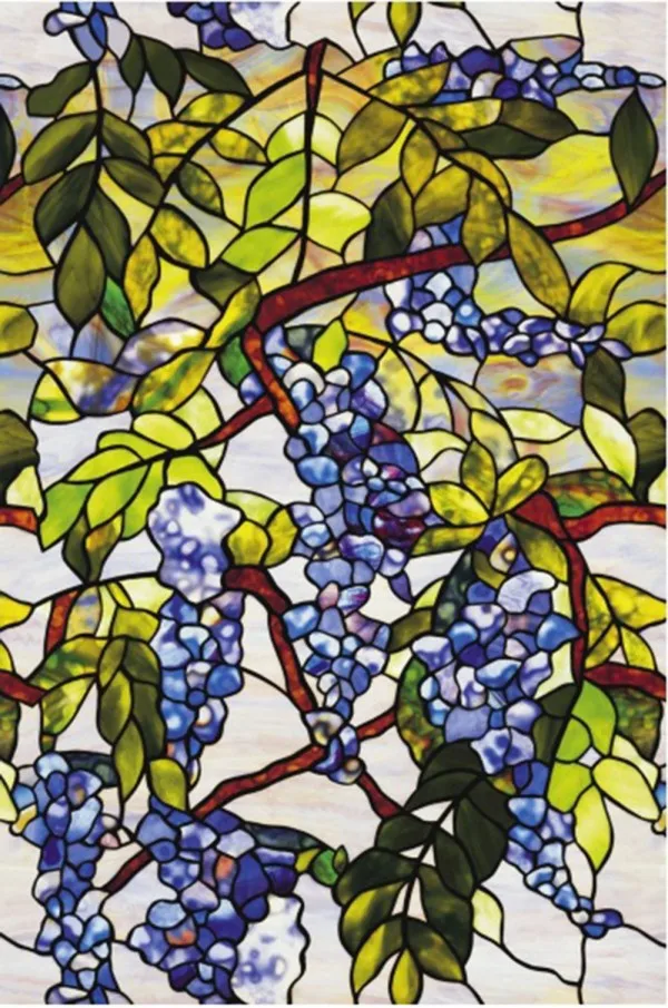 Goede Groothandel Roll Statische Cling Stained Glass Window Film Leaf Grape Magnolia Orchidee Bloem Geplaveide Privacy Geweven 90Cm X 25M