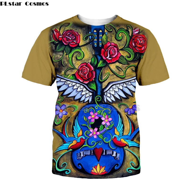 

Guitar art Musical instrument 3D full printing fashion t shirt Unisex hip hop style t shirt streetwear casual summer style-3