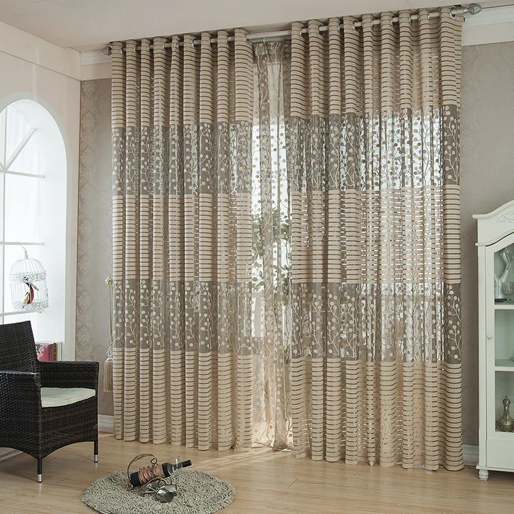 Жаккардовая ткань для занавесок полосатые жалюзи гостиной Прозрачная Вуаль Тюль