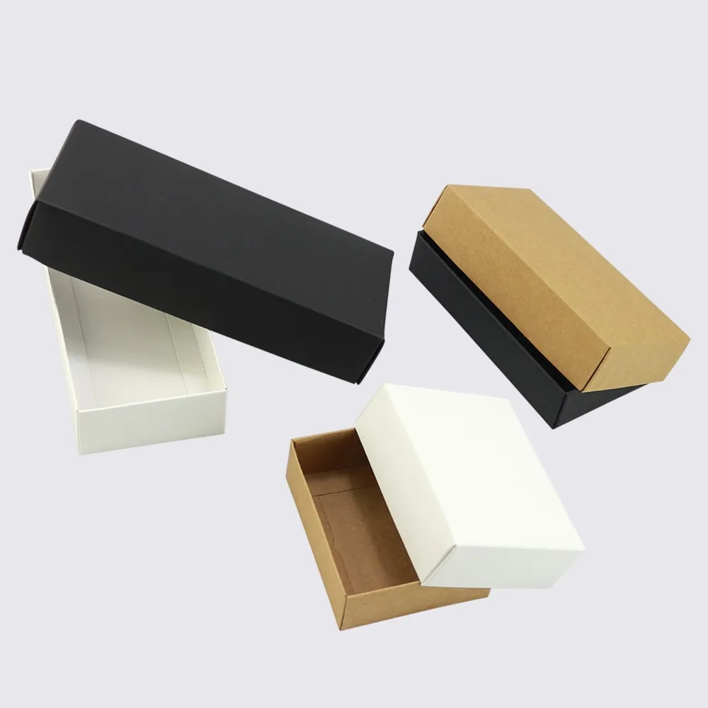 10 sizes Kraft black white gift packaging box kraft blank carton paper gift paper box with lid Gift carton cardboard box