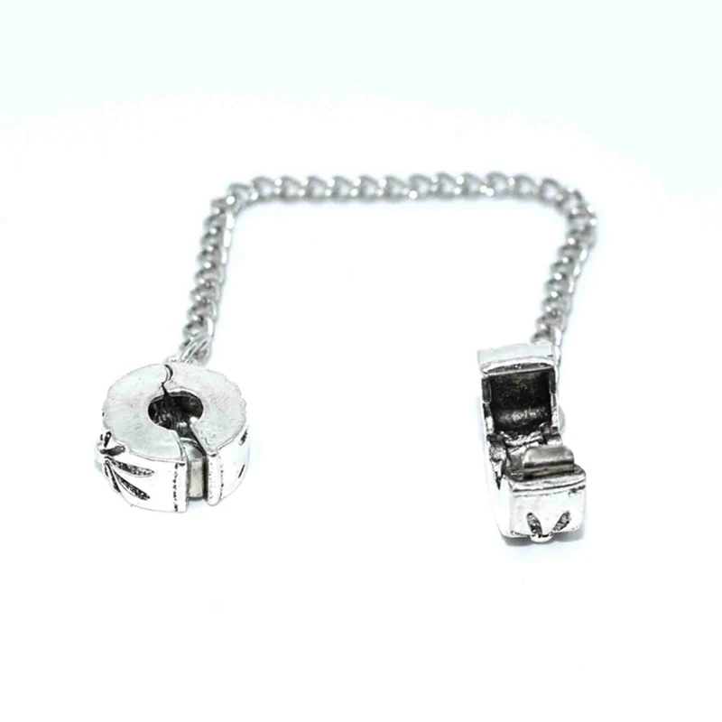 Высокое качество Серебряное сердце широкая безопасная цепочка Очаровательные