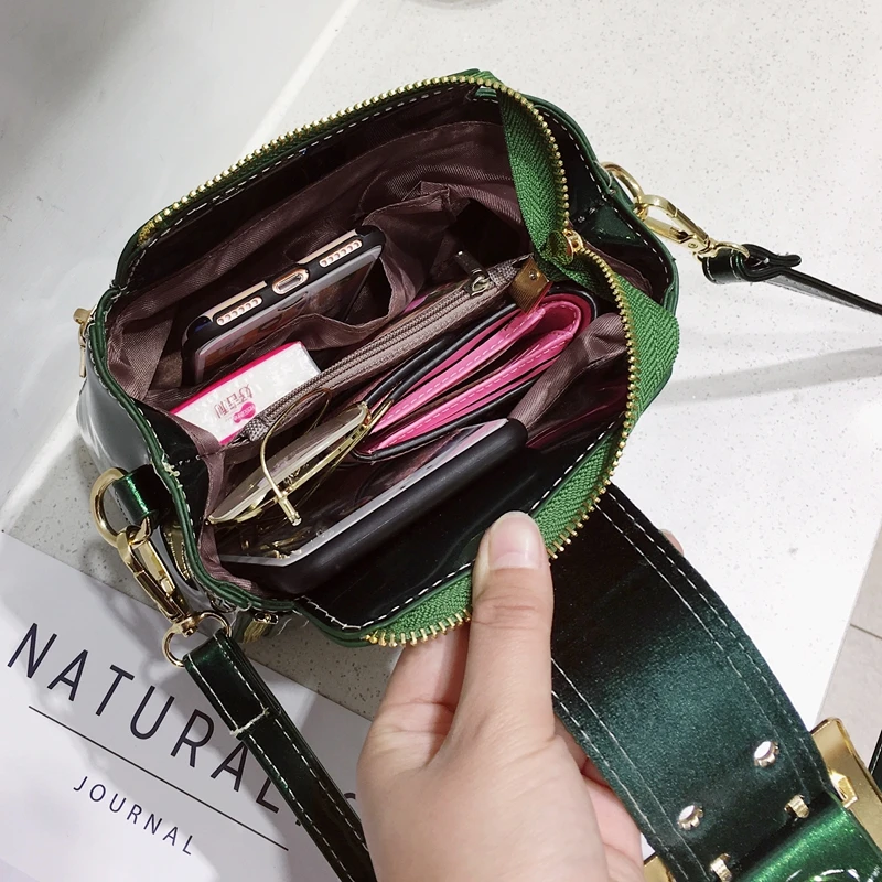 ANNRMYRS Европейская мода блестящая лакированная кожа женская сумка через плечо