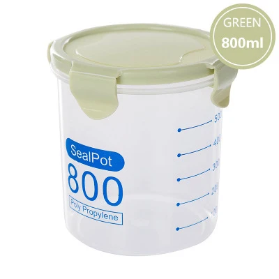 GREEN 800ml Boxi 3Psc/набор диспенсер для зерновых прозрачных пластиковых банок и крышек, Герметичная канистра, кухонная сортировочная коробка для хранения продуктов, контейнер - Цвет: GREEN 800ml