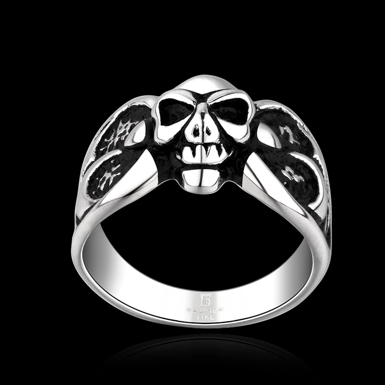 High Quality Gothic Biker Ring for Men European Punk Style Skull Stainless Steel Made Party Fashion Jewelry R009 | Кольца