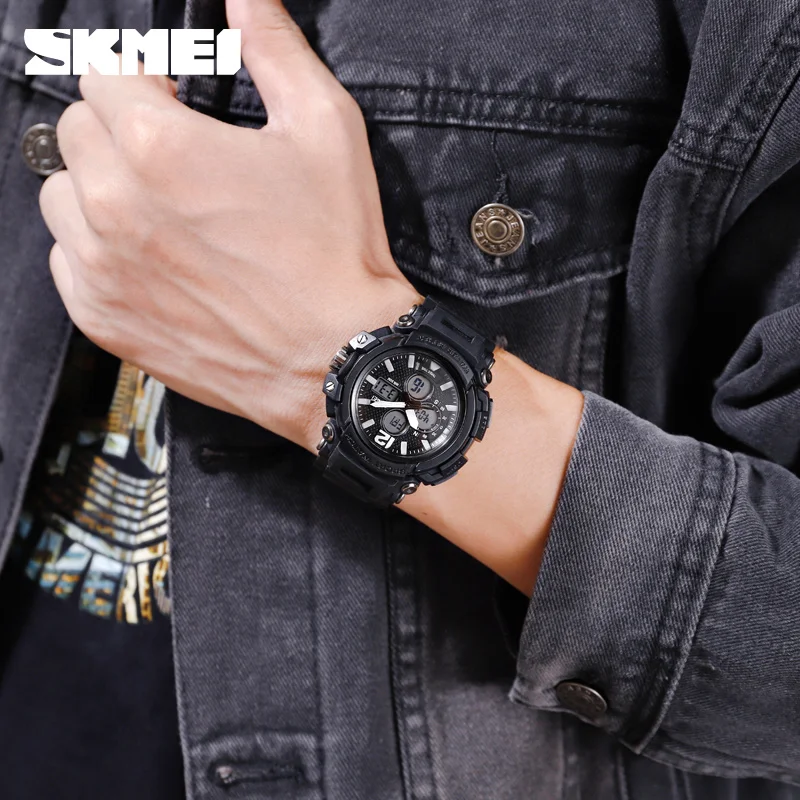 SKMEI Sport Men Watch Dual Display Digital Luminous 5Bar Waterproof 3Time Multl-Function montre homme 1498 Quartz | Наручные часы