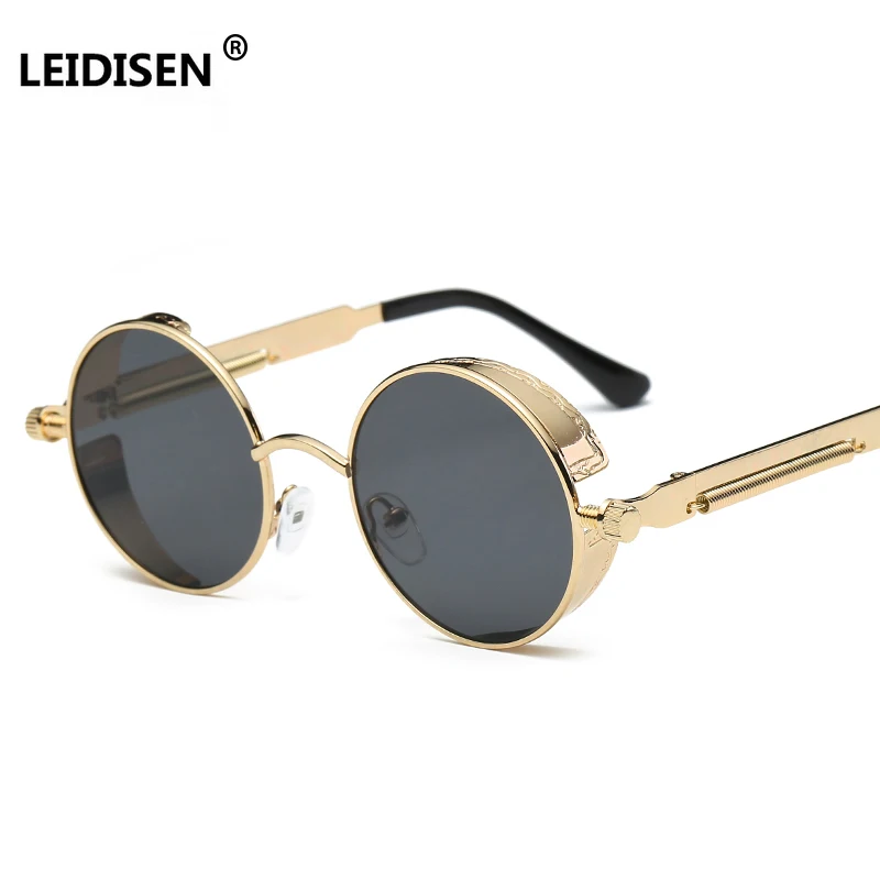 LEIDISEN Gothic Sunglasses POLARIZED Men Women Steampunk Round Metal Frame Sun Glasses Eyewear Brand Designer High Quality UV400 |