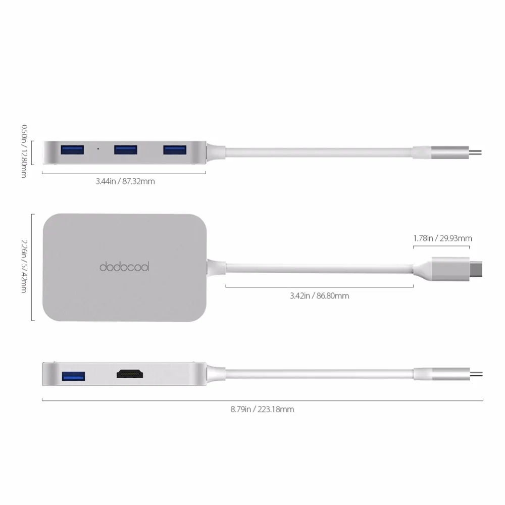 Dodocool алюминиевый концентратор USB 3,0 type C на 4 порта с выходным портом HDMI USB-C-HDMI концентратор 4K HD для MacBook Pro Google Chromebook