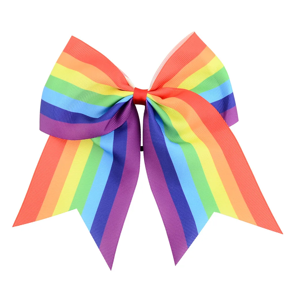 

1pcs 8 Inch Large Boutique Rainbow Striped Bows Hair Elastics Hair Rubber Bands Kids Girls Hairgrips Hair Accessory 691