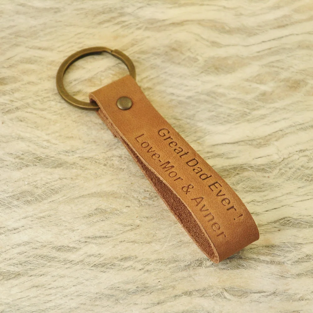 Кожаный брелок для ключей на заказ большой папа когда-либо! Подарок день отца