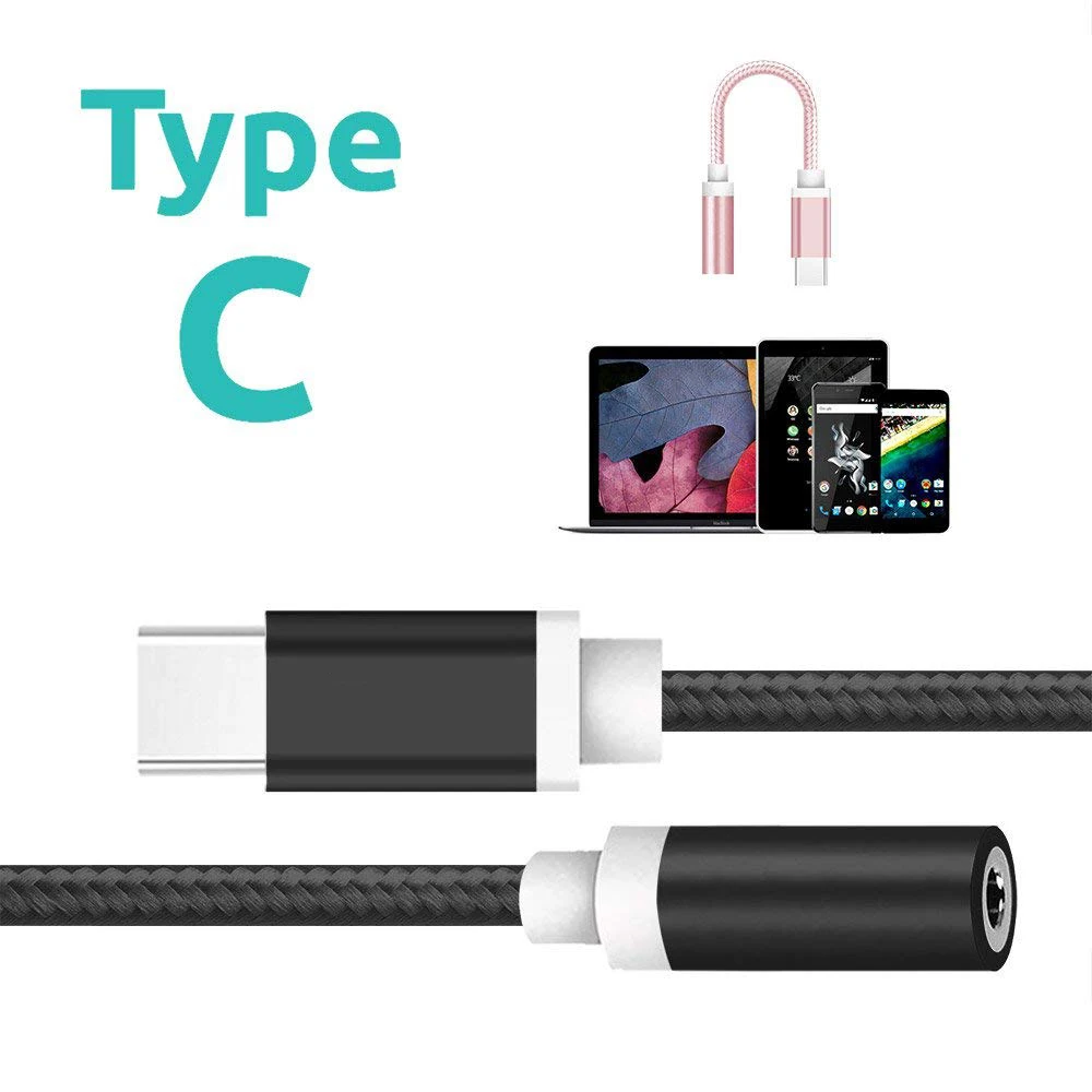 6 цветов Тип C до 3 5 адаптер для наушников USB 1 мужской мм аудиоразъем AUX кабель