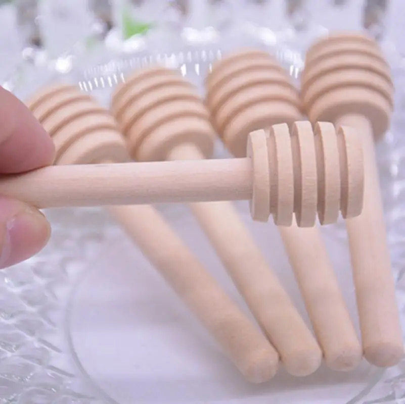 

8cm Mini Wooden Honey Dippers Wedding Favors Wood Honey Spoon Stick Home Kitchen Supply Mixing Stick LX3634