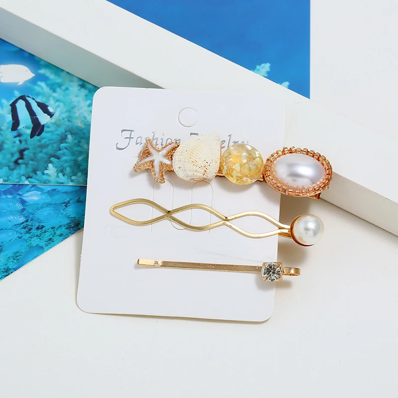 Популярные корейские разноцветные заколки для волос 3 шт./компл. с жемчугом в виде