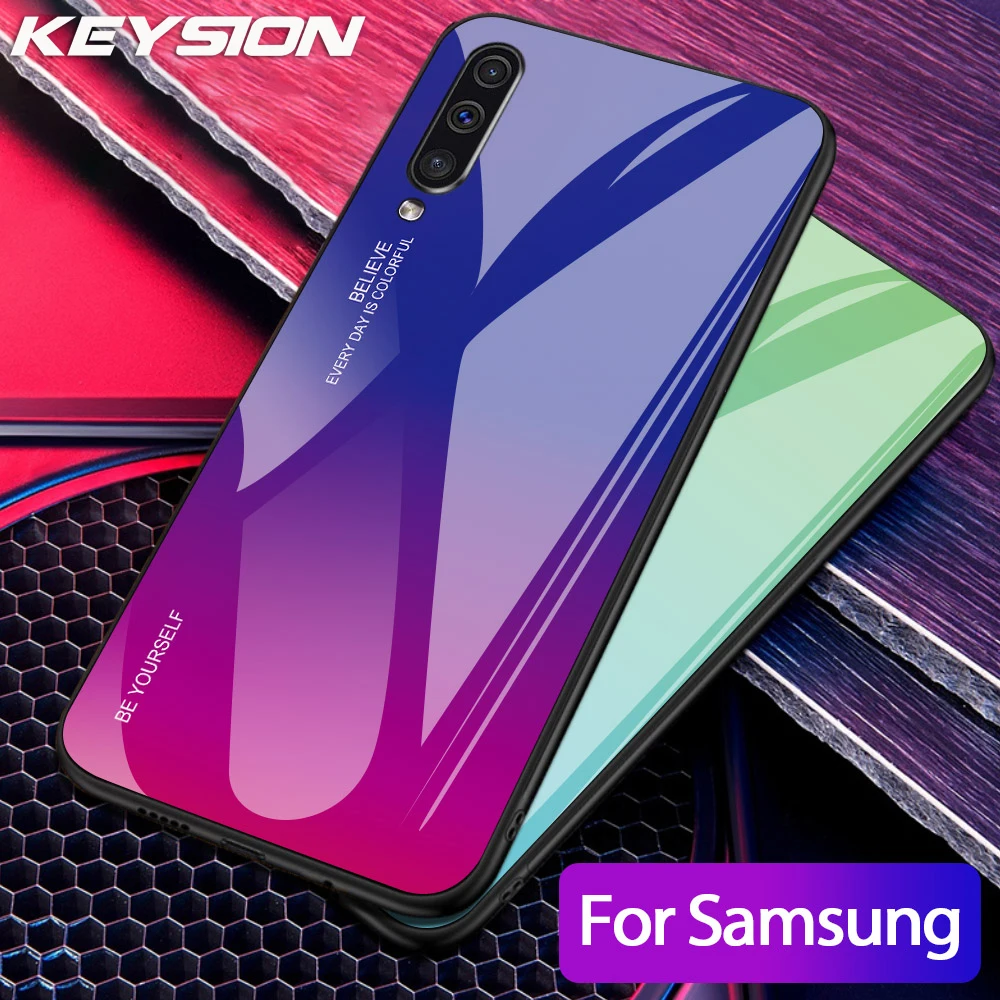 KEYSION градиент чехол из закаленного стекла для телефона Samsung Galaxy A50 A70 A40 A30 A20 A10 M30 M20