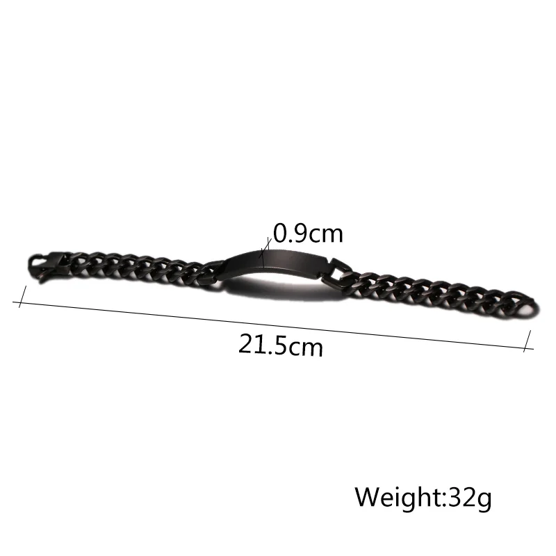XUANPAI Free Engraving 9mm Stainless Steel Bracelet for Men ID Bangle Classic Black Identification Male Jewelry Bijoux | Украшения и