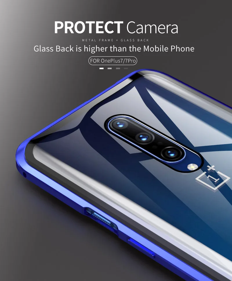 Роскошный магнитный металлический чехол для Oneplus 7 Pro, переднее стекло, двойное стекло, защита экрана OnePlus7pro Oneplus7 360, полное покрытие
