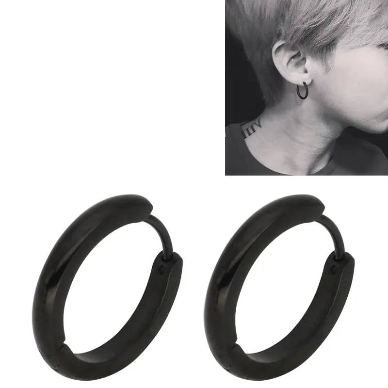 PUN панк металлические мужские серьги кольца черные пирсинг хип хоп круглые