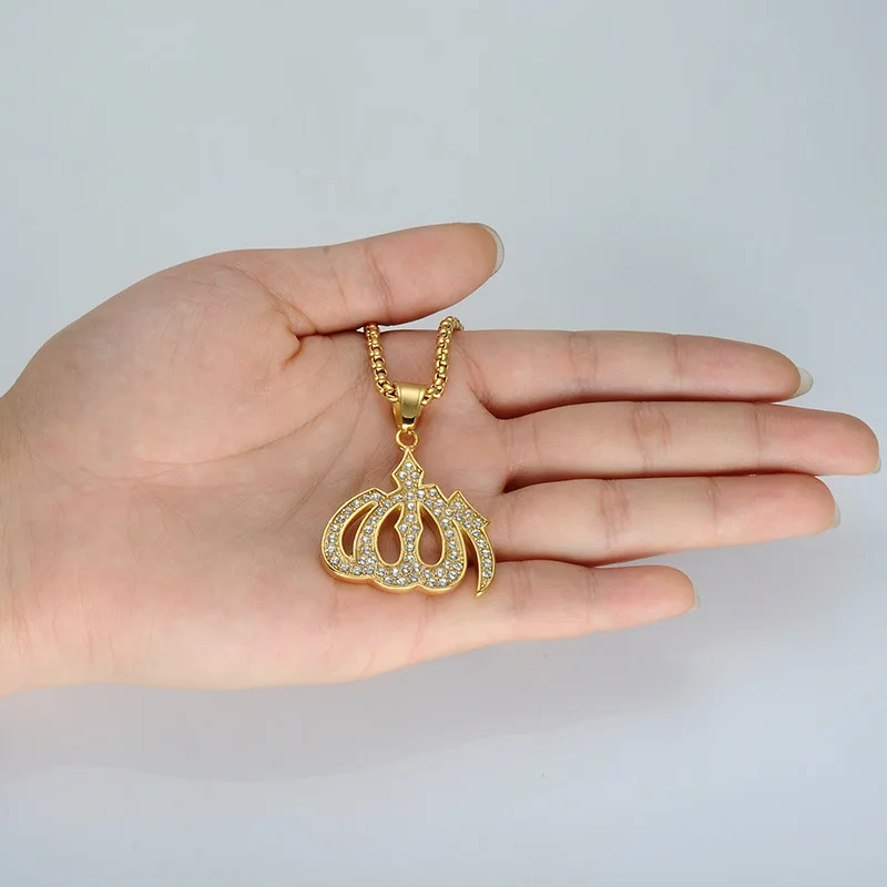 Нержавеющая сталь Bling льдом Кристалл Для мужчин Исламская Талисманы ювелирные