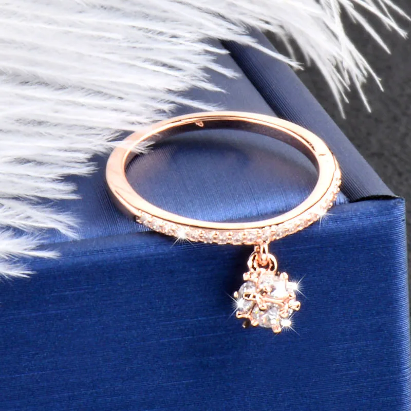 ball-rose gold Серьги sinleery пустой кубик кристалл внутри кулон кольца женские Кристалл для девушки мяч падение Мода кольцо SSH - Цвет основного камня: ball-rose gold