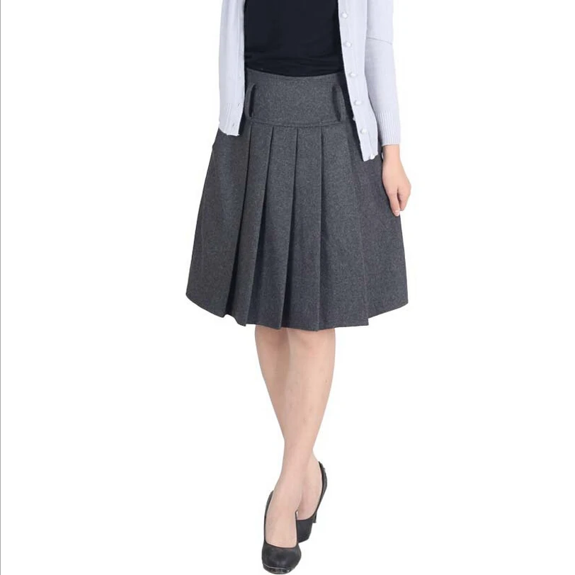 Новинка 2020 Женская осенне зимняя шерстяная юбка модная женская плиссированная с