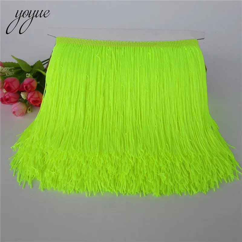 Fluorescent yellow YOYUE 10 ярдов 15 см с длинной бахромой отделка кружевной лентой кисточки для штор платья шитье бахрома отделка Diy аксессуары - Цвет: Fluorescent yellow