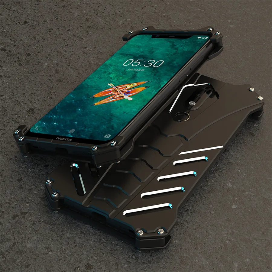 Для Nokia X5 Case R just Роскошные алюминиевые металлические Чехлы для 7 Plus 5 1 мобильный
