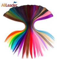 alileader clip in silky straight hair extensions ombre extensions clip 20 colors two tone burgundy green synthetic fake hair