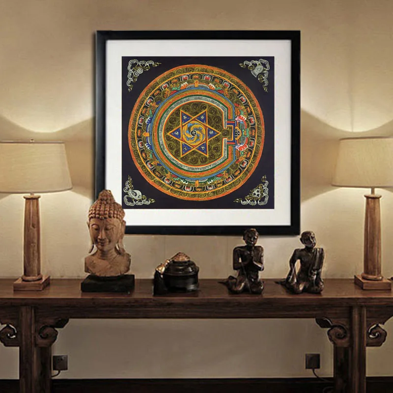 Nepal buddhist shrine mandala faith buddha oil canvas art painting wall tibet thangka printed home decor |