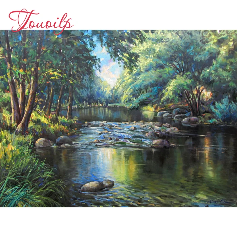 

TOUOILP Full Square/Round Drill 5D DIY Diamond Painting"forest Creek"3D Embroidery Cross Stitch Mosaic Rhinestone Home Decor
