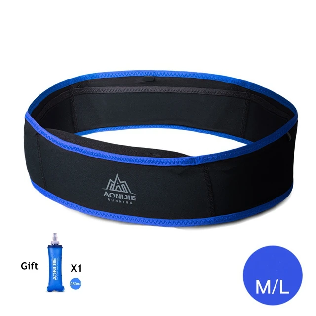 Blue M Aonijie нейлоновая сумка для бега, дышащая поясная сумка, Ультралегкая портативная эластичная сумка для бега, походная сумка с 1 шт 250 мл бутылкой для воды - Цвет: Blue M