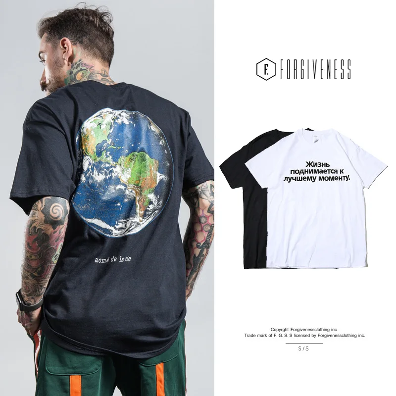 SLOUPPG новинка 2019 модные футболки для мужчин чистый хлопок с принтом Свободный Топ