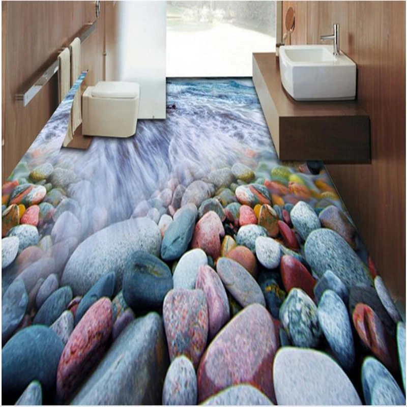 3D галька волна пола плитка декоративная живопись на заказ пол водонепроницаемый
