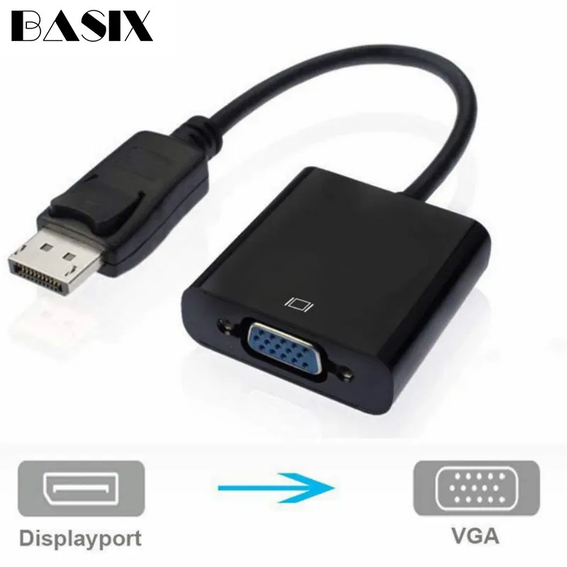 Адаптер Basix DP к VGA порт дисплея переходник типа Папа мама для ПК компьютера